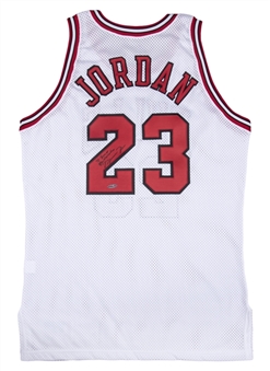 1995-96 Michael Jordan Signed Pro Cut Chicago Bulls Home Jersey (UDA)
